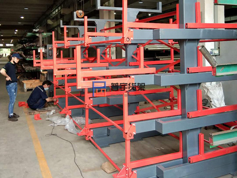 立信門富士紡織機(jī)械伸縮式懸臂貨架案例